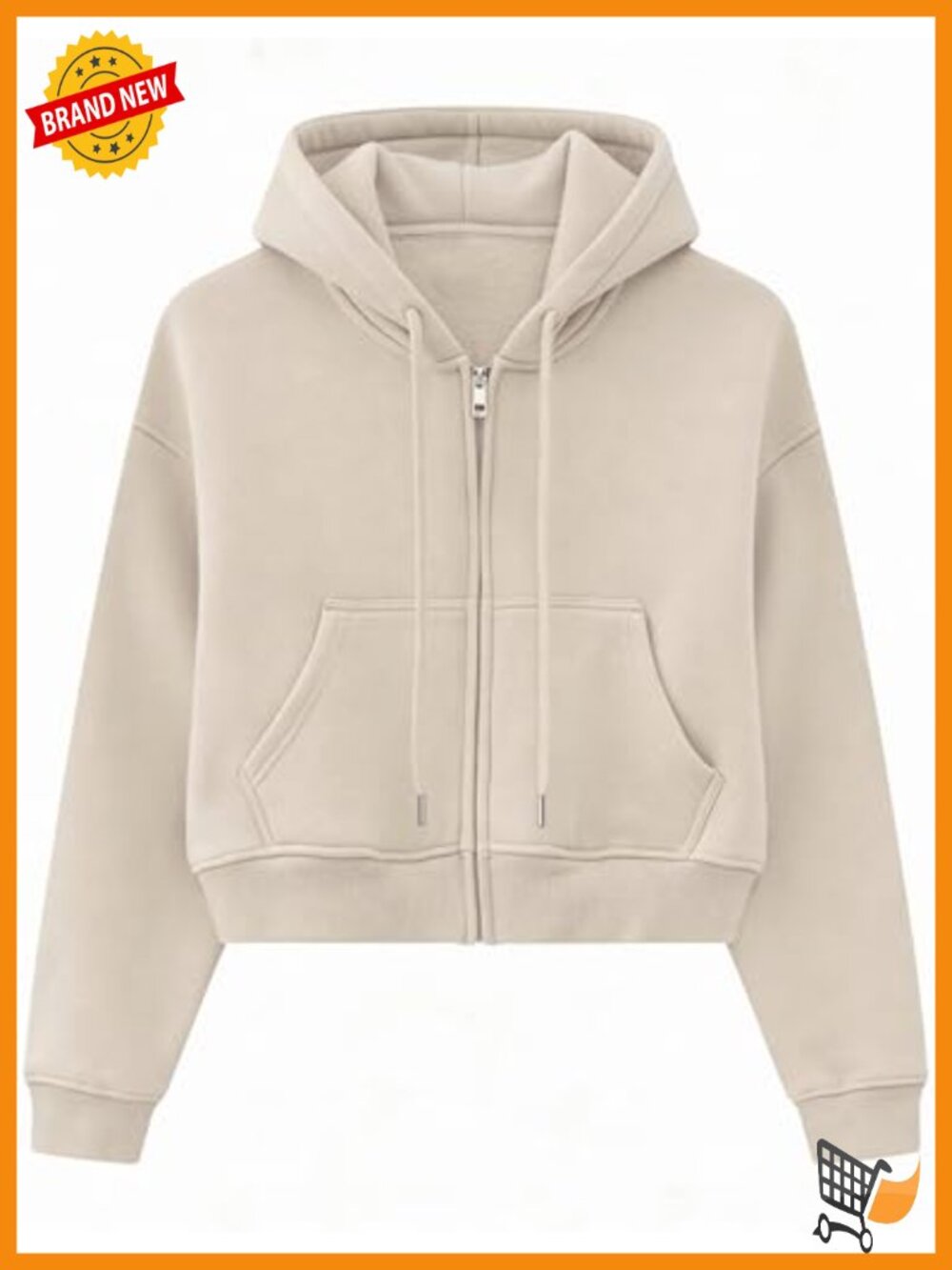 Cropped Zip Up Hoodie Fleece Lined Drawstring Crop Top Sweatshirt Jacket with